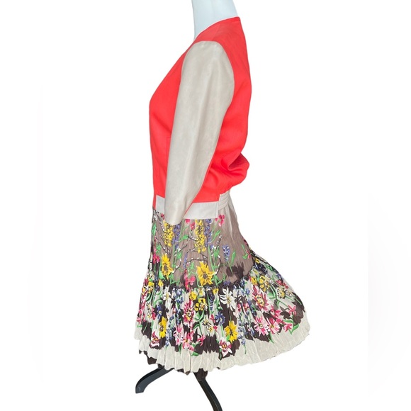 Helmut Lang Coral Linen Blend & Leather Bomber Jacket, size S - Picture 9 of 12